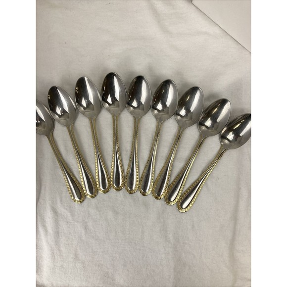 9 Retroneu GOLD ACCENT Chain 7” 18/8 Korea Stainless Dinner Spoon Great Quality - Picture 8 of 8